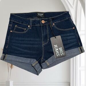Iris Jeans Denim Shorts with Hem Size S For Women with Pockets and Zipper is New